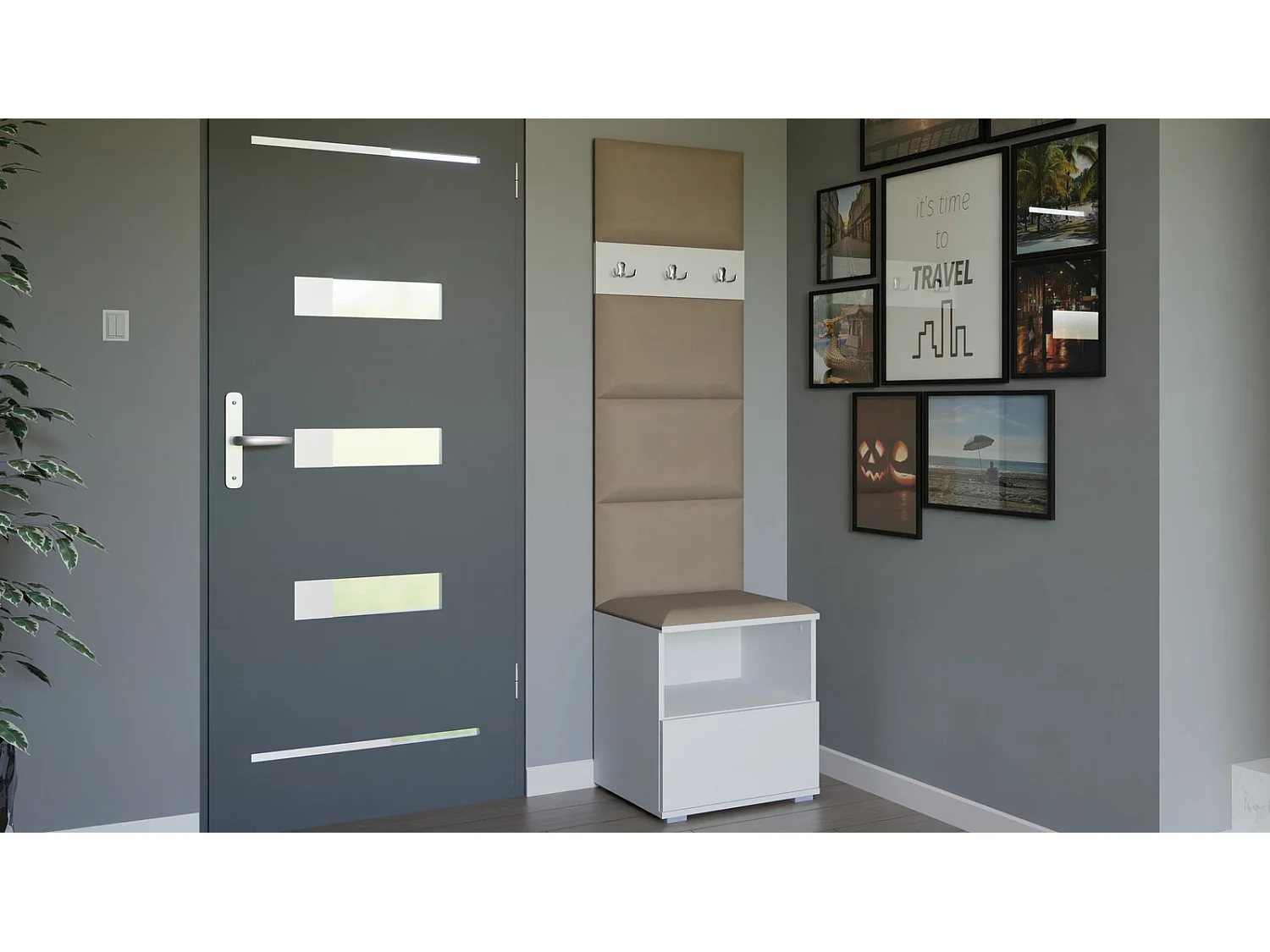 Halcombinatie Nela IV - 50 cm - Mat Wit - Trinity 04 - Beige