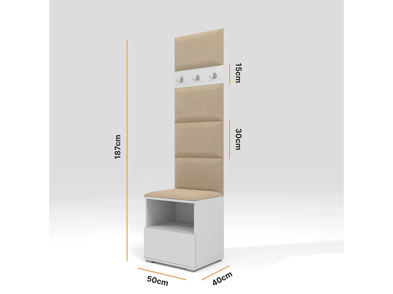 Halcombinatie Nela IV - 50 cm - Mat Wit - Trinity 04 - Beige