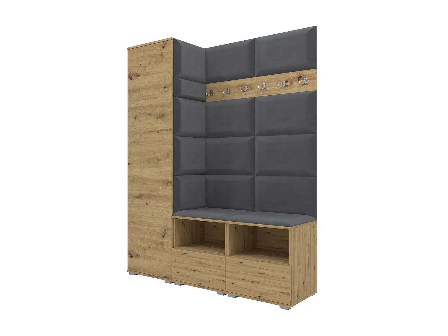 Garderobe Nela II - 150 cm - Eiche Artisan - Trinity 15 - Dunkelgrau