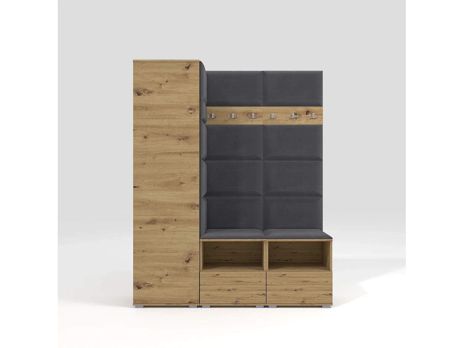 Garderobe Nela II - 150 cm - Eiche Artisan - Trinity 15 - Dunkelgrau