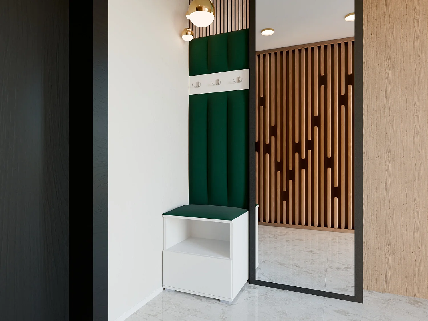 Garderobe Nela IV LUX - 50 cm - Matt Weiß - Trinity 28 - Flaschengrün