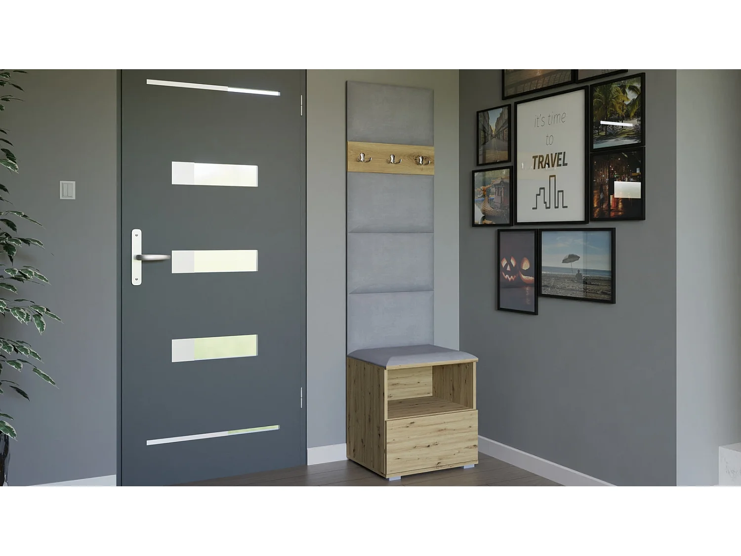 Halcombinatie Nela IV - 50 cm - Artisan Eiken - Trinity 32 - Lichtgrijs