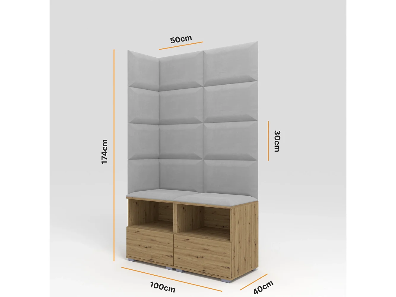 Halcombinatie Nela V - 100 cm - Grafiet - Trinity 32 - Lichtgrijs