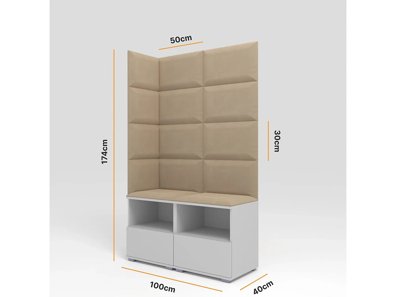 Halcombinatie Nela V - 100 cm - Mat Wit - Trinity 04 - Beige