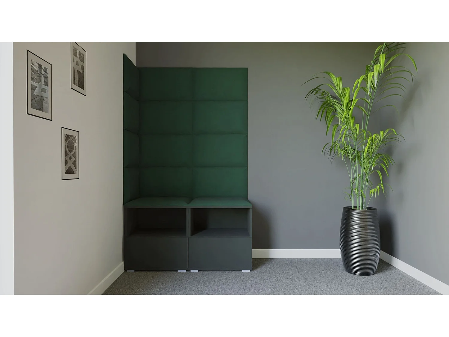 Garderobe Nela V - 100 cm - Graphit - Trinity 28 - Flaschengrün