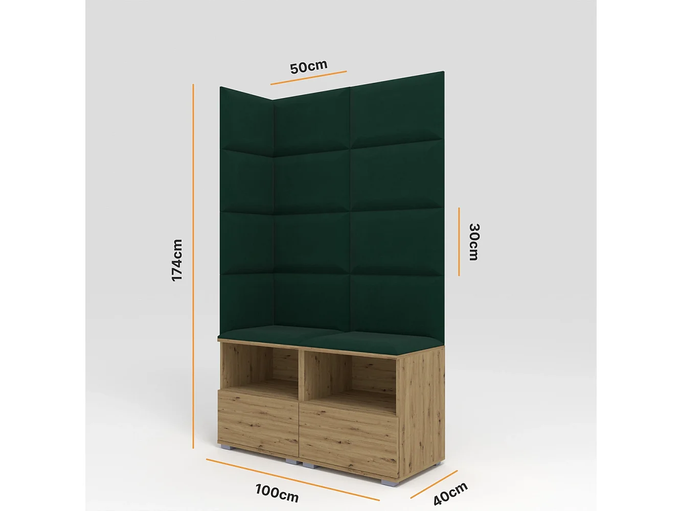 Garderobe Nela V - 100 cm - Graphit - Trinity 28 - Flaschengrün