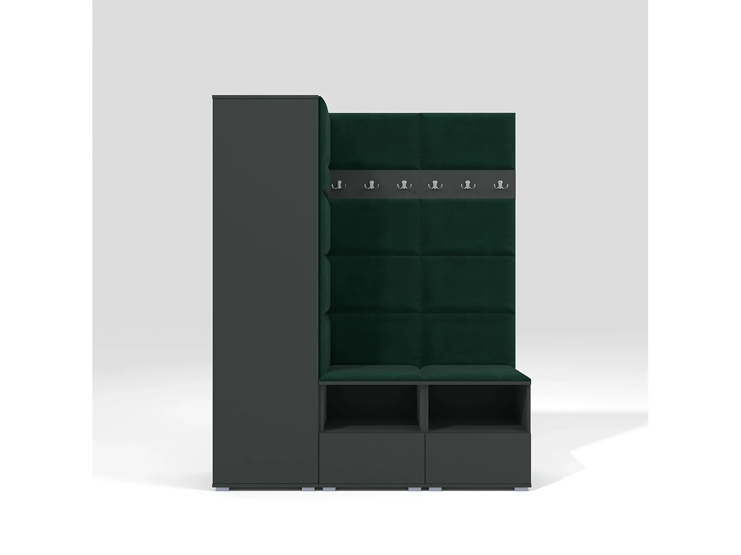 Garderobe Nela II - 150 cm - Graphit - Trinity 28 - Flaschengrün