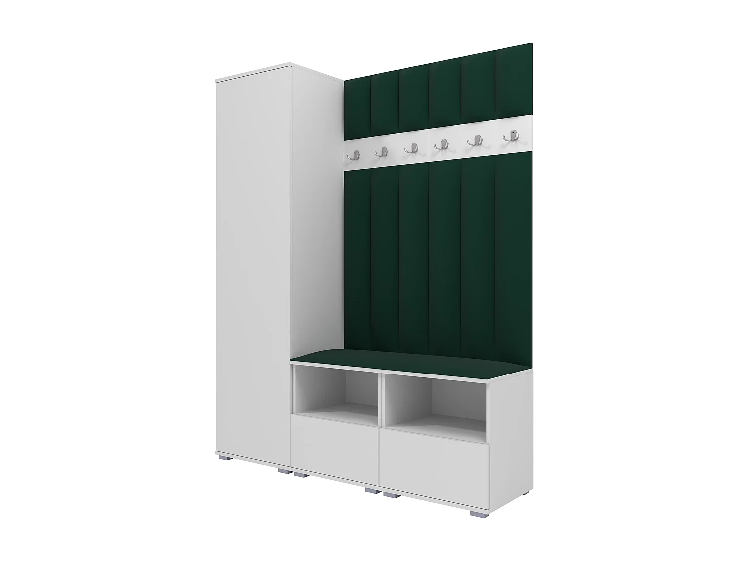 Garderobe Nela II LUX - 150 cm - Matt Weiß - Trinity 28 - Flaschengrün