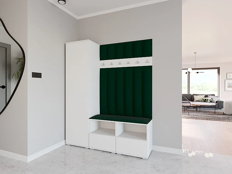 Garderobe Nela II LUX - 150 cm - Matt Weiß - Trinity 28 - Flaschengrün