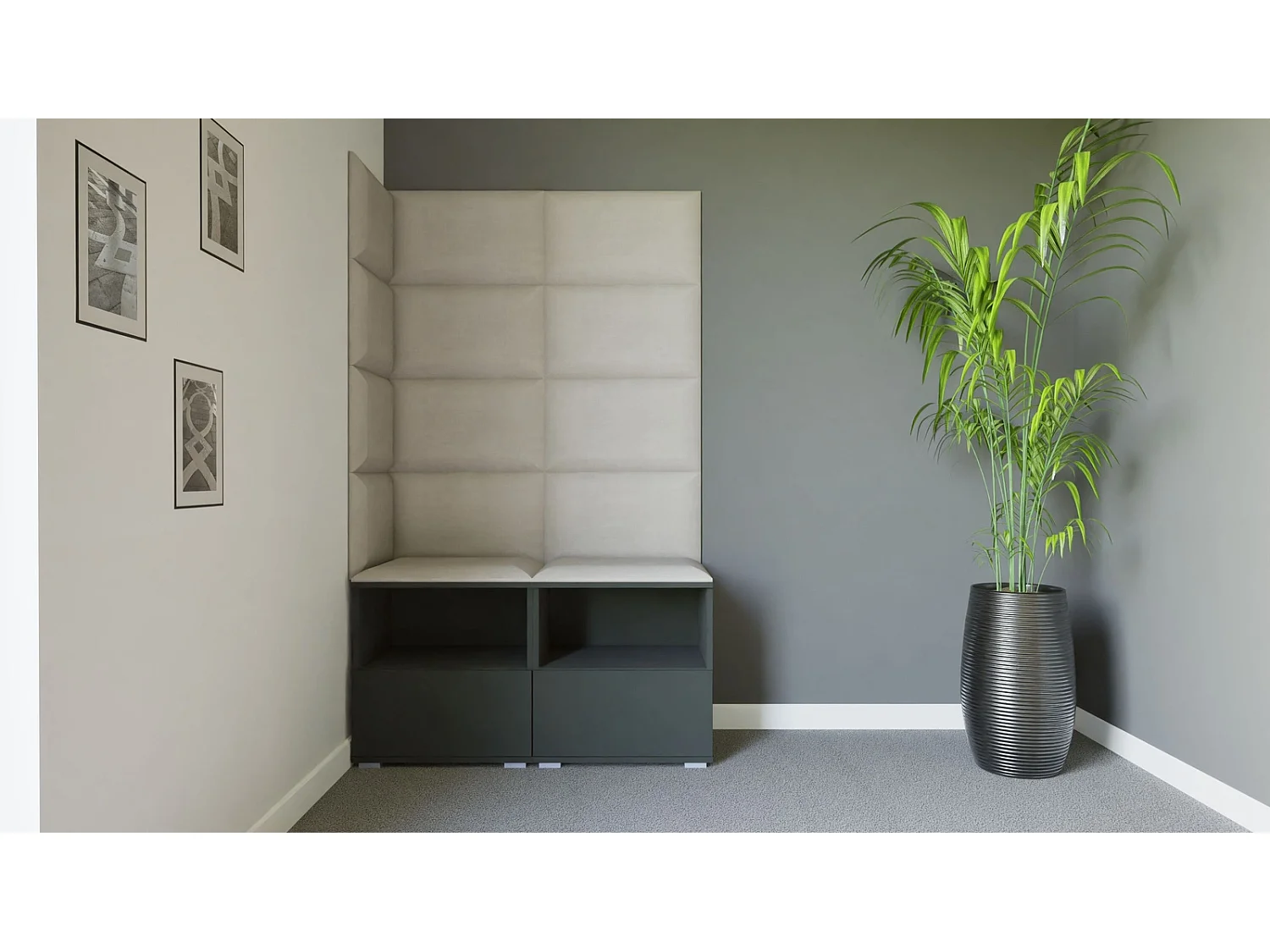 Garderobe Nela V - 100 cm - Graphit - Trinity 01 - Creme