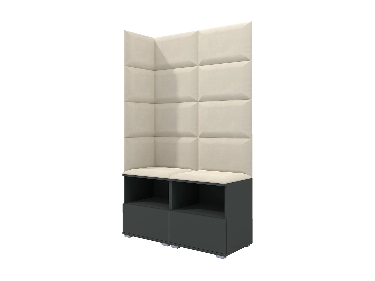 Garderobe Nela V - 100 cm - Graphit - Trinity 01 - Creme