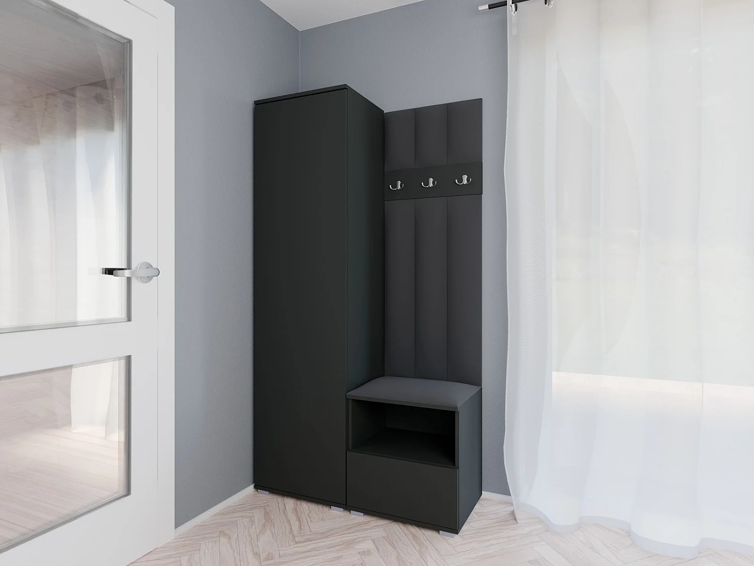 Halcombinatie Nela I LUX - 100 cm - Grafiet - Trinity 15 - Donkergrijs