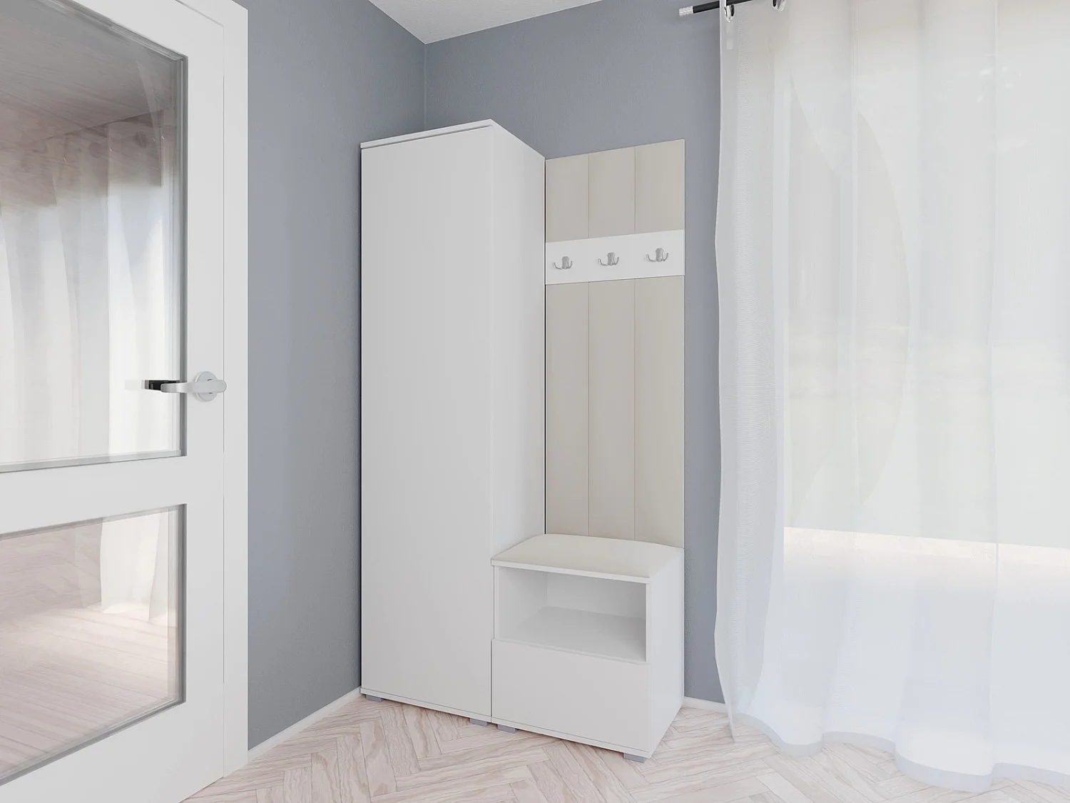 Halcombinatie Nela I LUX - 100 cm - Mat Wit - Trinity 01 - Crème