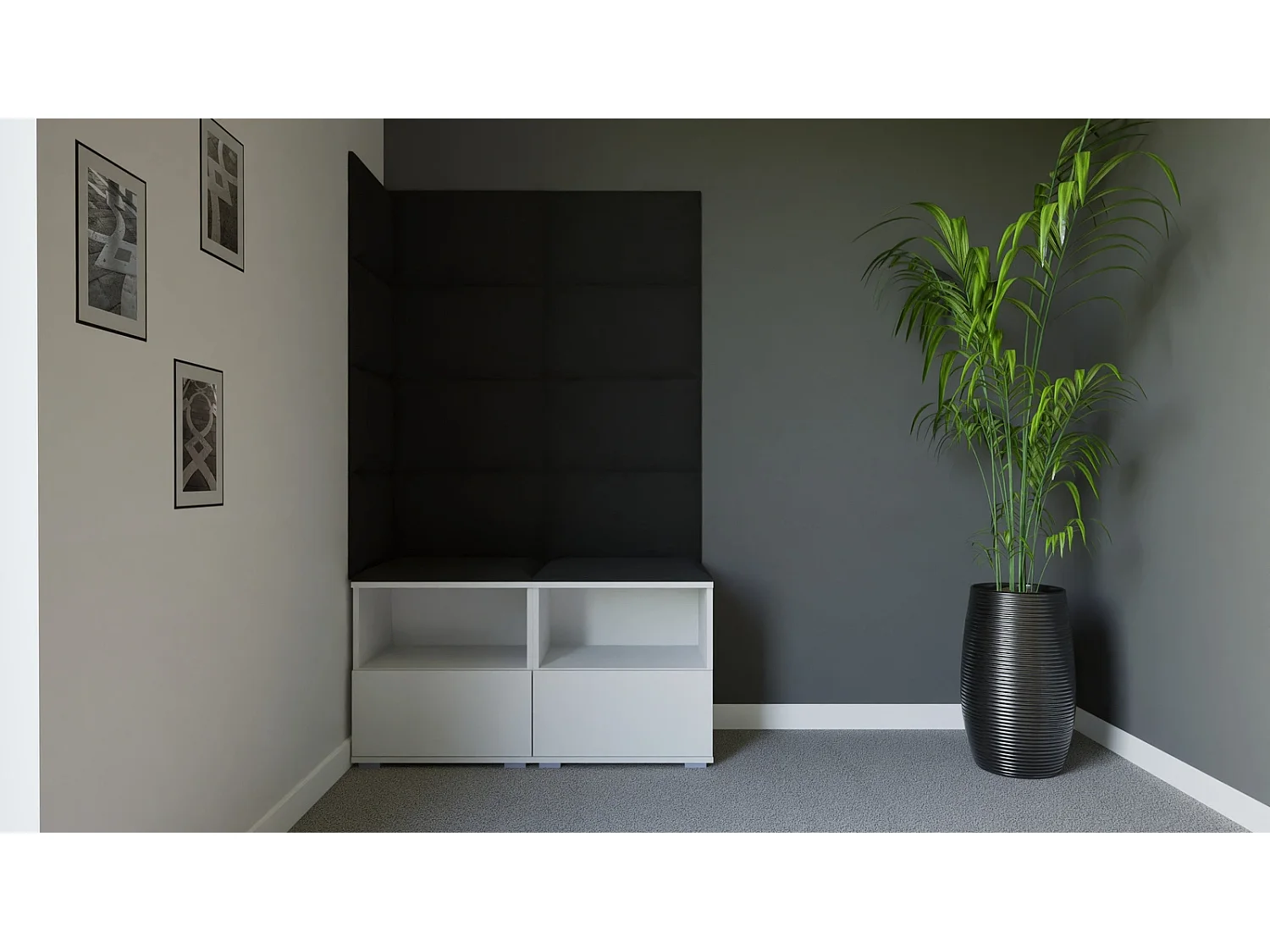 Halcombinatie Nela V - 100 cm - Mat Wit - Trinity 16 - Zwart