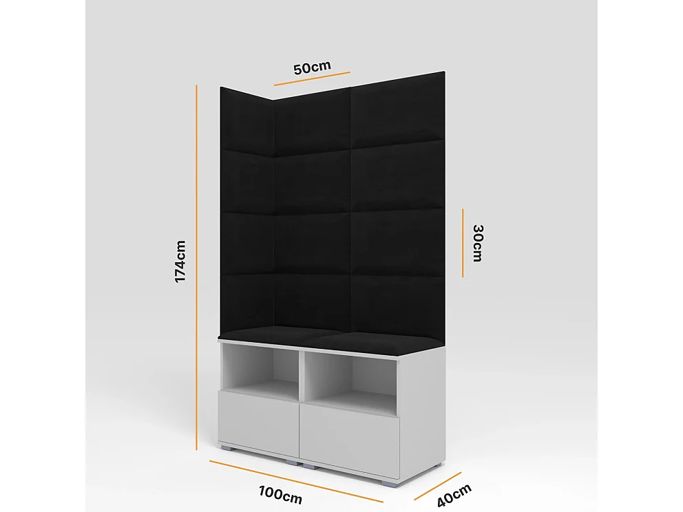 Halcombinatie Nela V - 100 cm - Mat Wit - Trinity 16 - Zwart