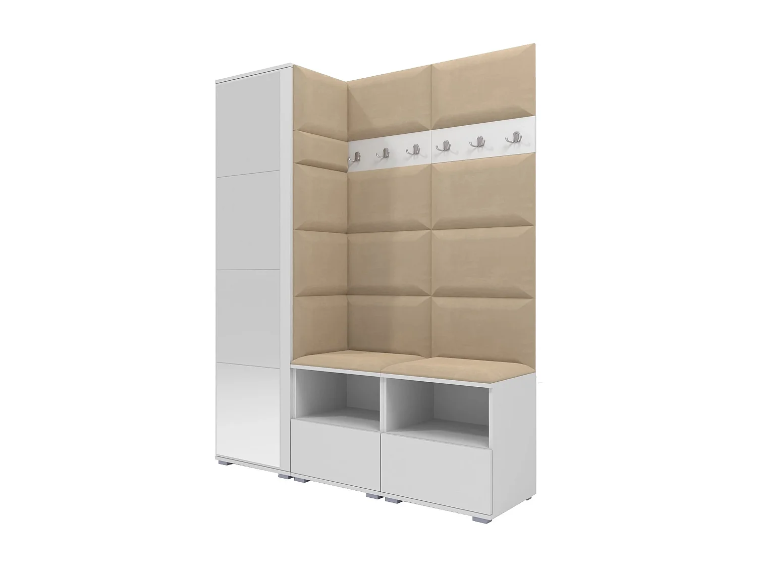 Halcombinatie Nela II met spiegel - 150 cm - Mat Wit - Trinity 04 - Beige