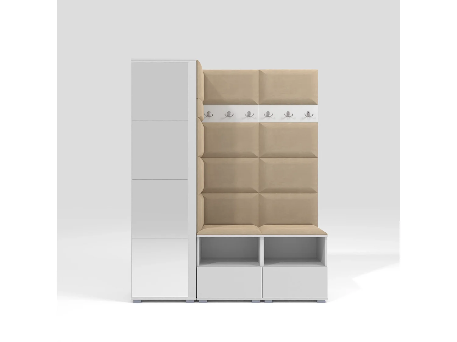 Halcombinatie Nela II met spiegel - 150 cm - Mat Wit - Trinity 04 - Beige