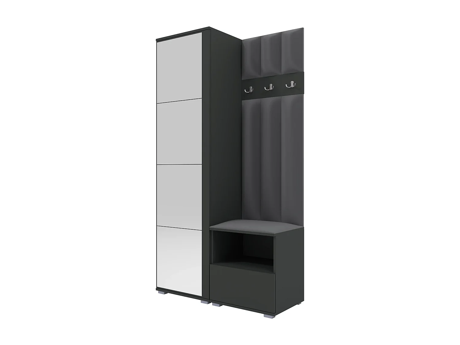 Vestiaire Nela I LUX avec miroir - 100 cm - Graphite - Trinity 15 - Gris Foncé