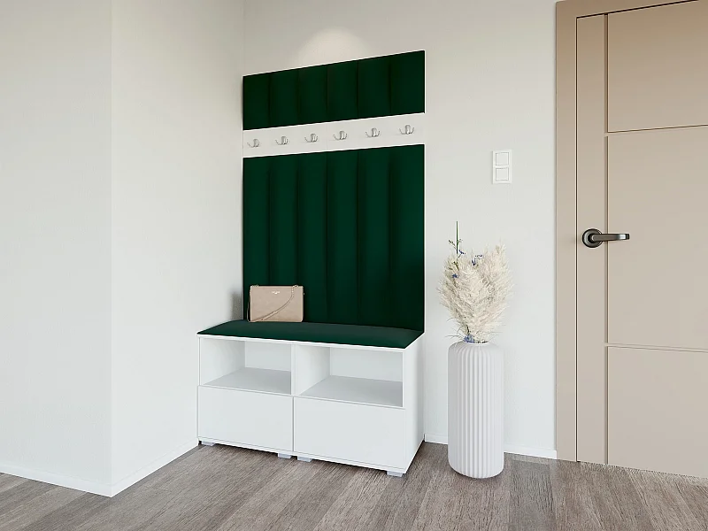 Garderobe Nela III LUX - 100 cm - Matt Weiß - Trinity 28 - Flaschengrün