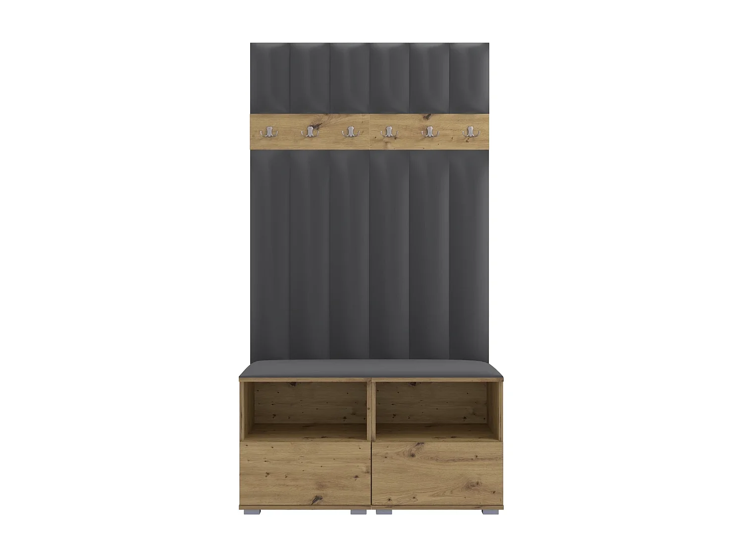 Garderobe Nela III LUX - 100 cm - Eiche Artisan - Trinity 15 - Dunkelgrau