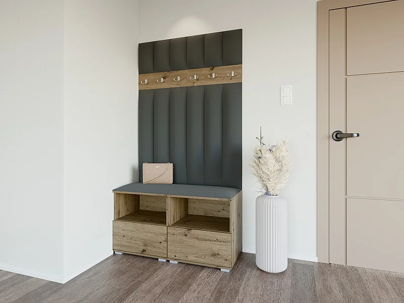 Garderobe Nela III LUX - 100 cm - Eiche Artisan - Trinity 15 - Dunkelgrau