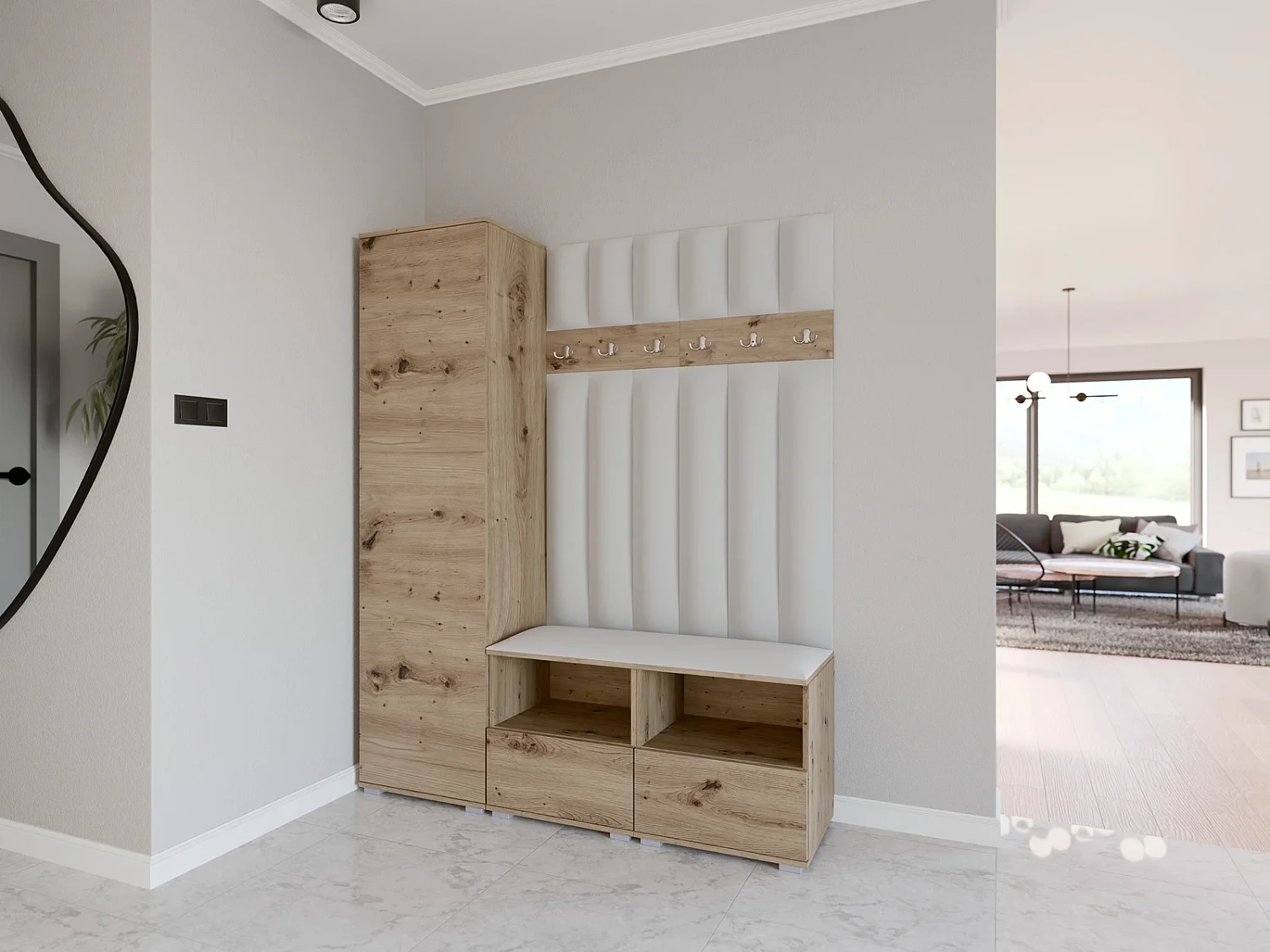 Halcombinatie Nela II LUX - 150 cm - Artisan Eiken - Trinity 32 - Lichtgrijs