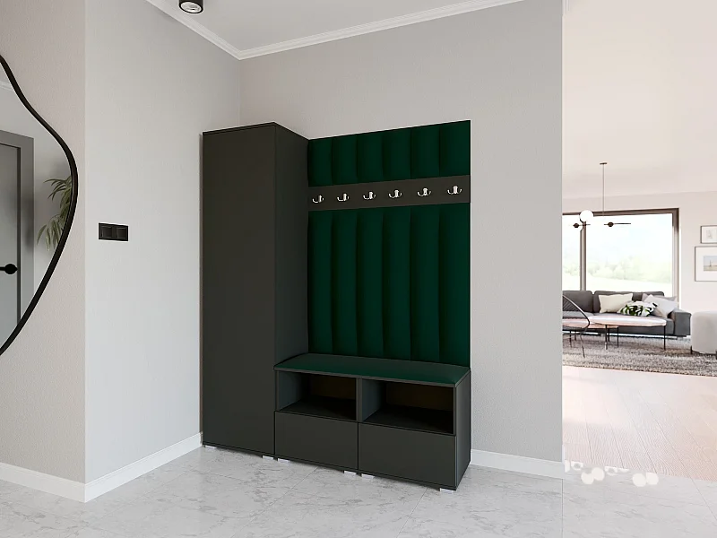 Garderobe Nela II LUX - 150 cm - Graphit - Trinity 28 - Flaschengrün