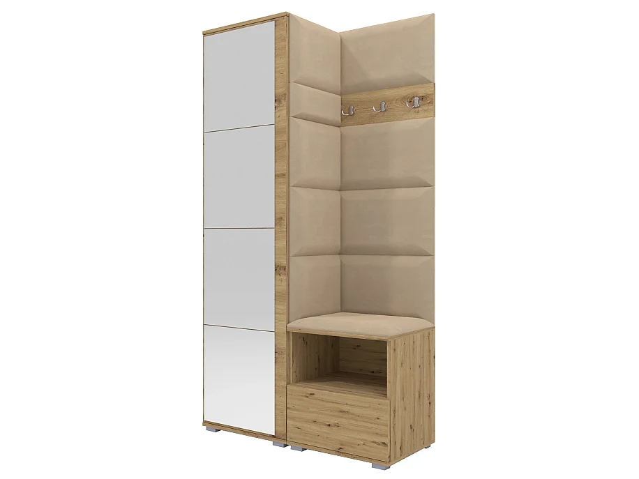 Vestiaire Nela I avec miroir - 100 cm - Chêne Artisan - Trinity 04 - Beige