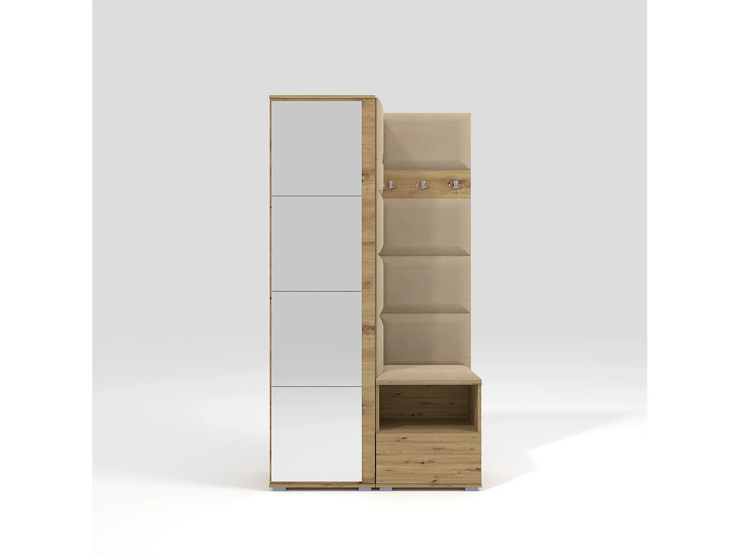 Vestiaire Nela I avec miroir - 100 cm - Chêne Artisan - Trinity 04 - Beige