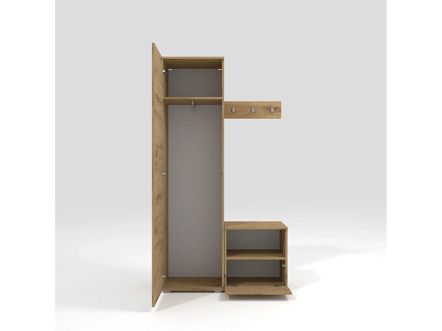 Vestiaire Nela I avec miroir - 100 cm - Chêne Artisan - Trinity 04 - Beige