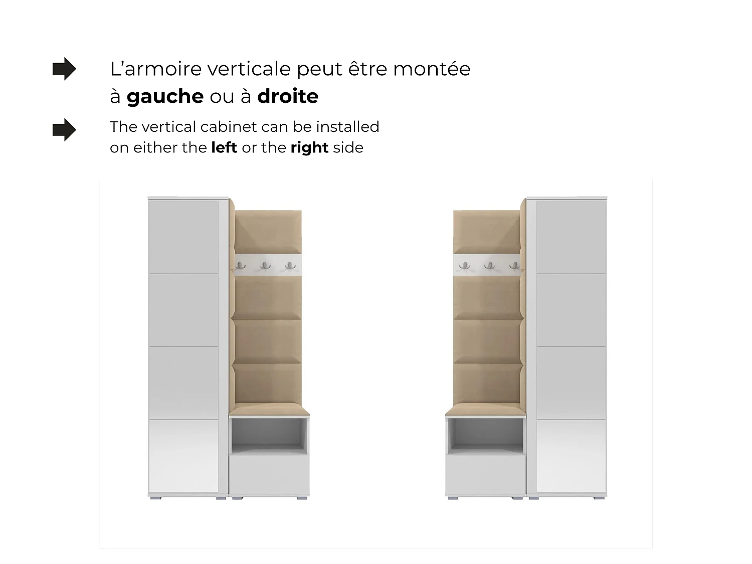 Vestiaire Nela I avec miroir - 100 cm - Chêne Artisan - Trinity 04 - Beige
