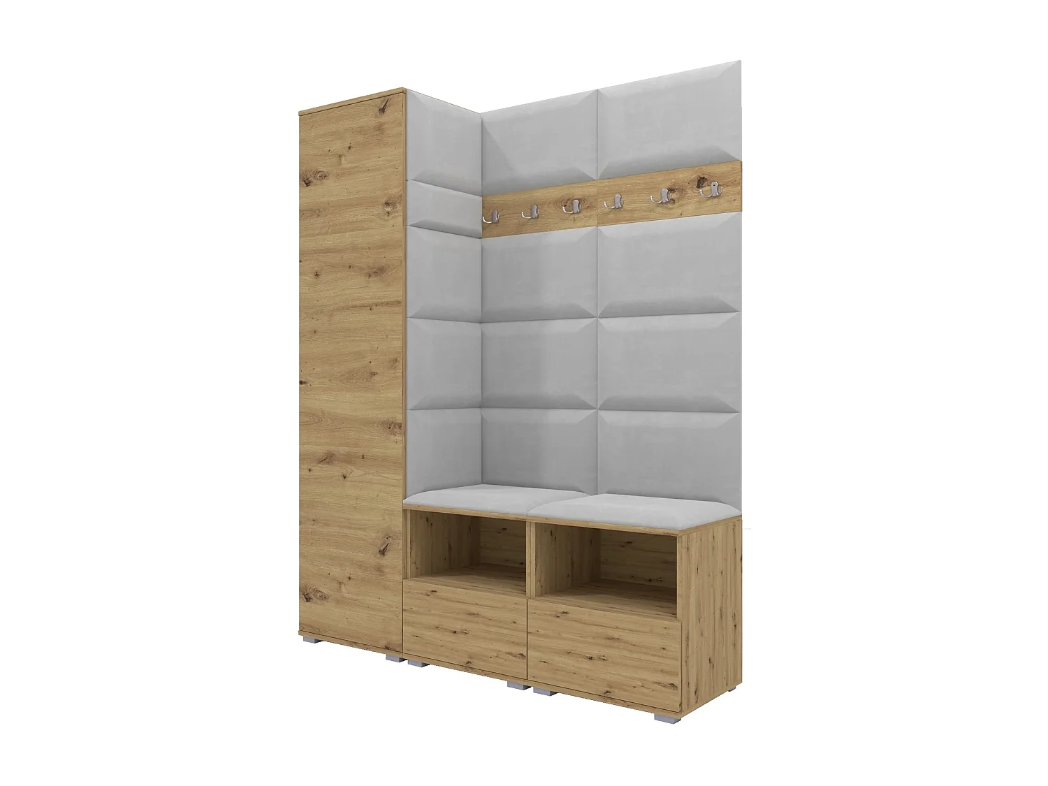 Halcombinatie Nela II - 150 cm - Artisan Eiken - Trinity 32 - Lichtgrijs