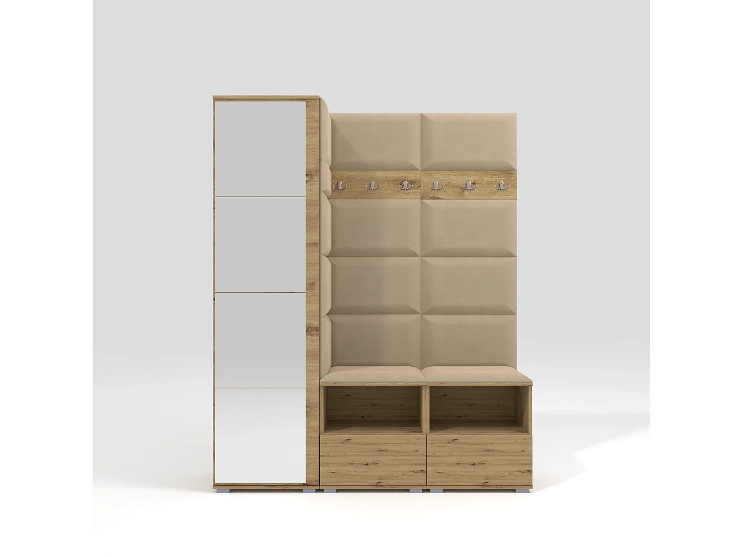 Halcombinatie Nela II met spiegel - 150 cm - Artisan Eiken - Trinity 04 - Beige