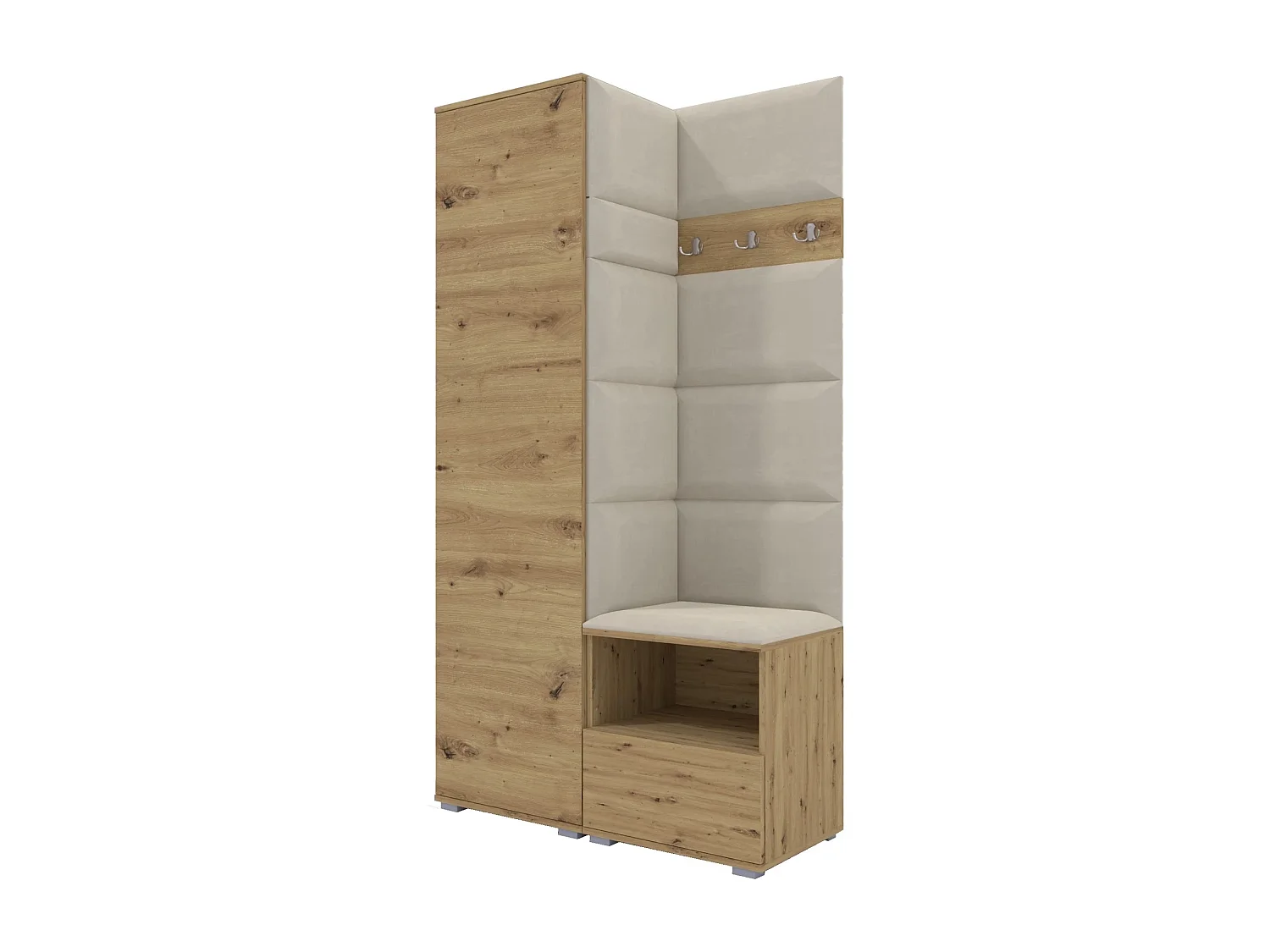 Vestiaire Nela I - 100 cm - Chêne Artisan - Trinity 01 - Crème