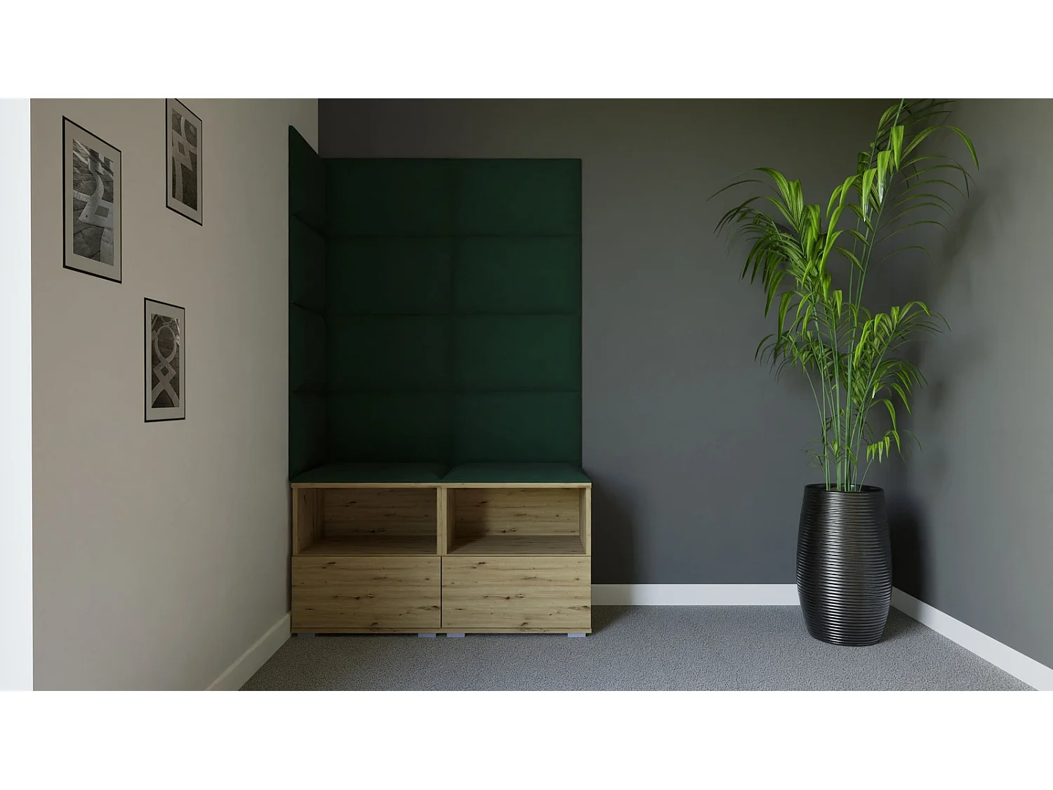 Halcombinatie Nela V - 100 cm - Artisan Eiken - Trinity 28 - Flessengroen