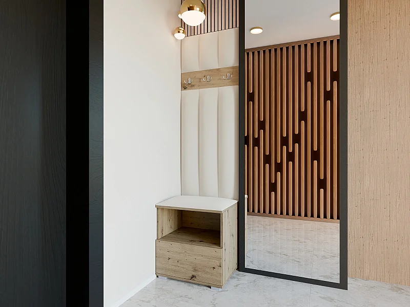 Vestiaire Nela IV LUX - 50 cm - Chêne Artisan - Trinity 01 - Crème