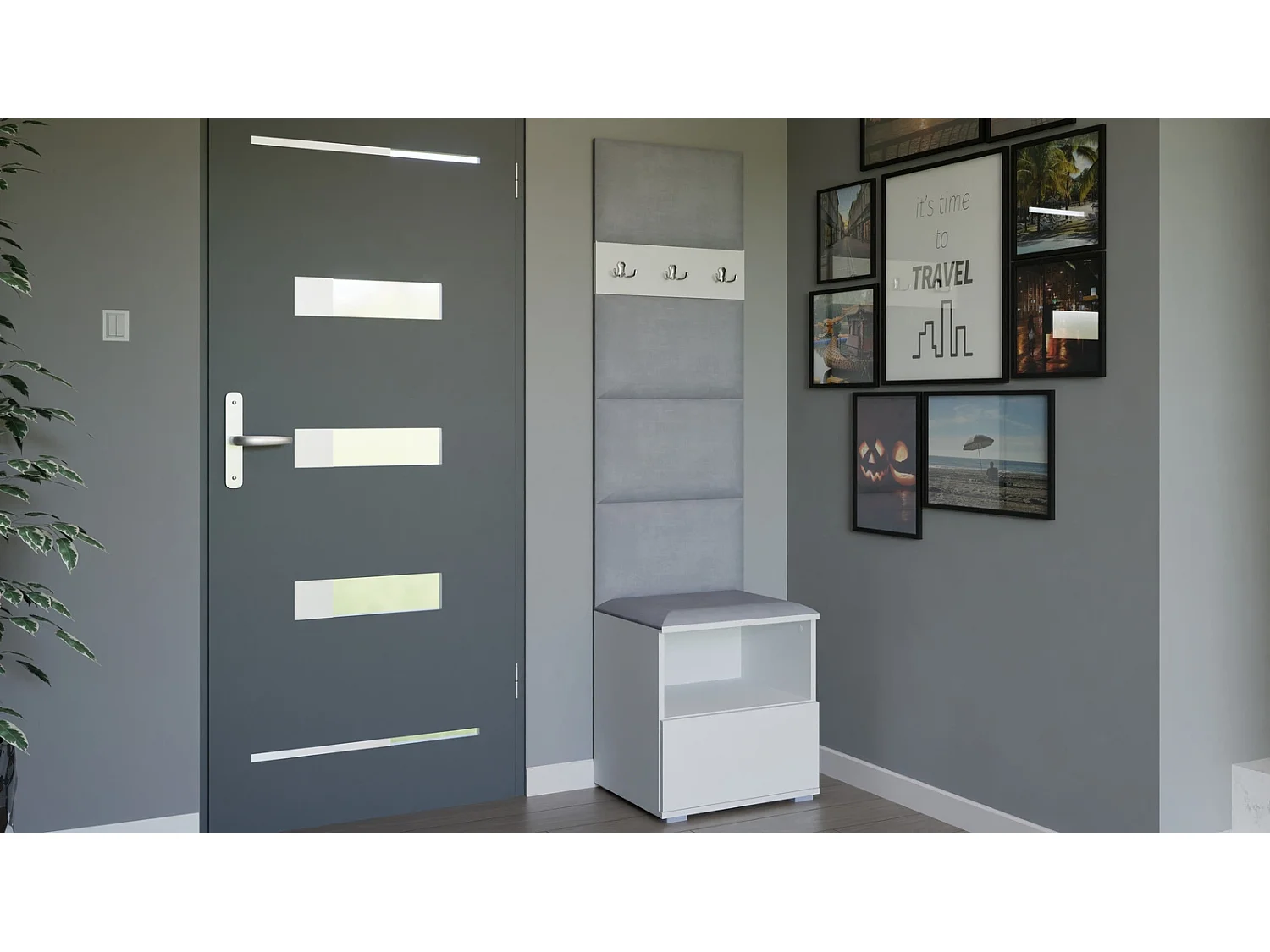 Vestiaire Nela IV - 50 cm - Blanc Mat - Trinity 32 - Gris Clair