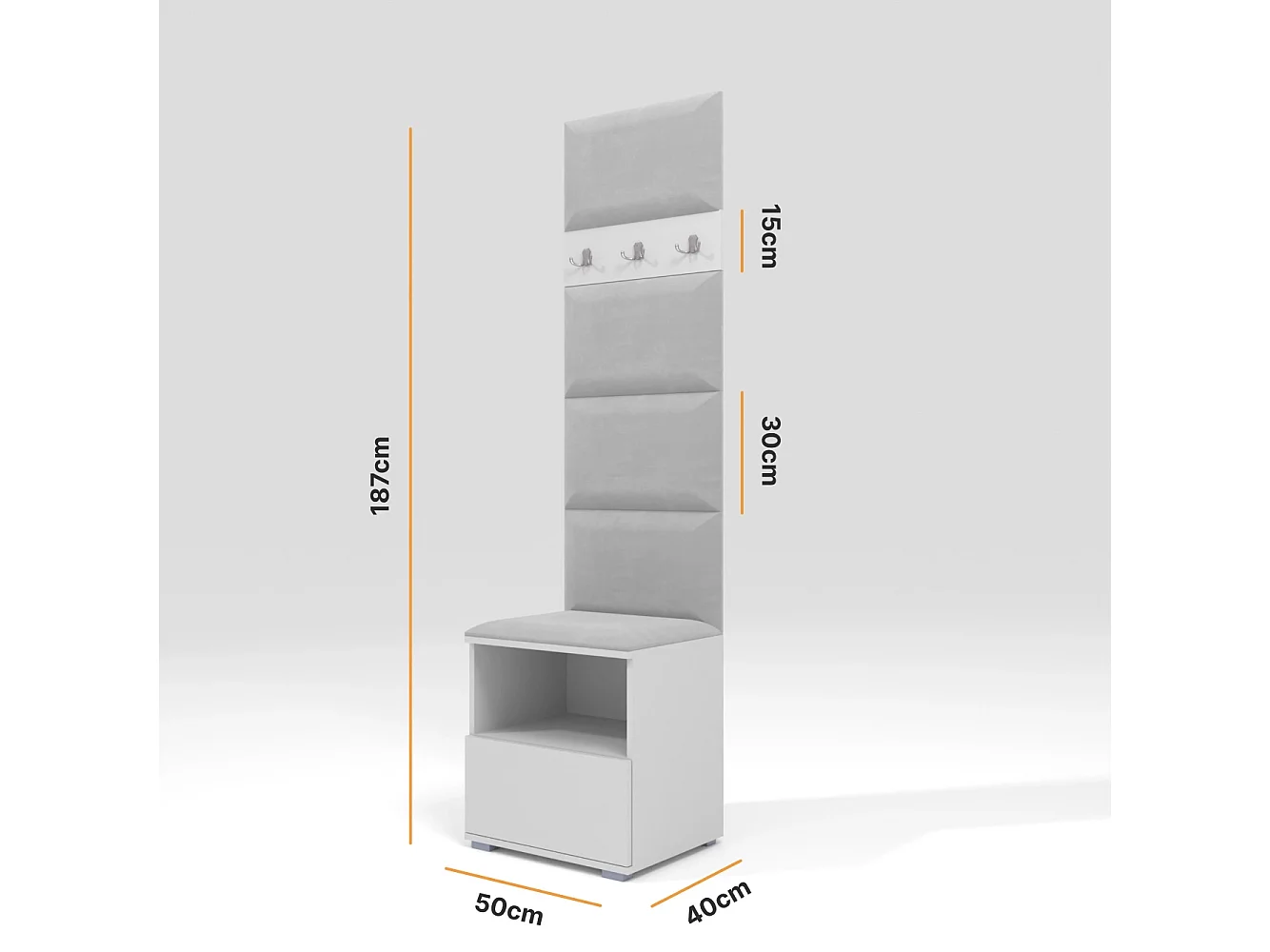 Vestiaire Nela IV - 50 cm - Blanc Mat - Trinity 32 - Gris Clair