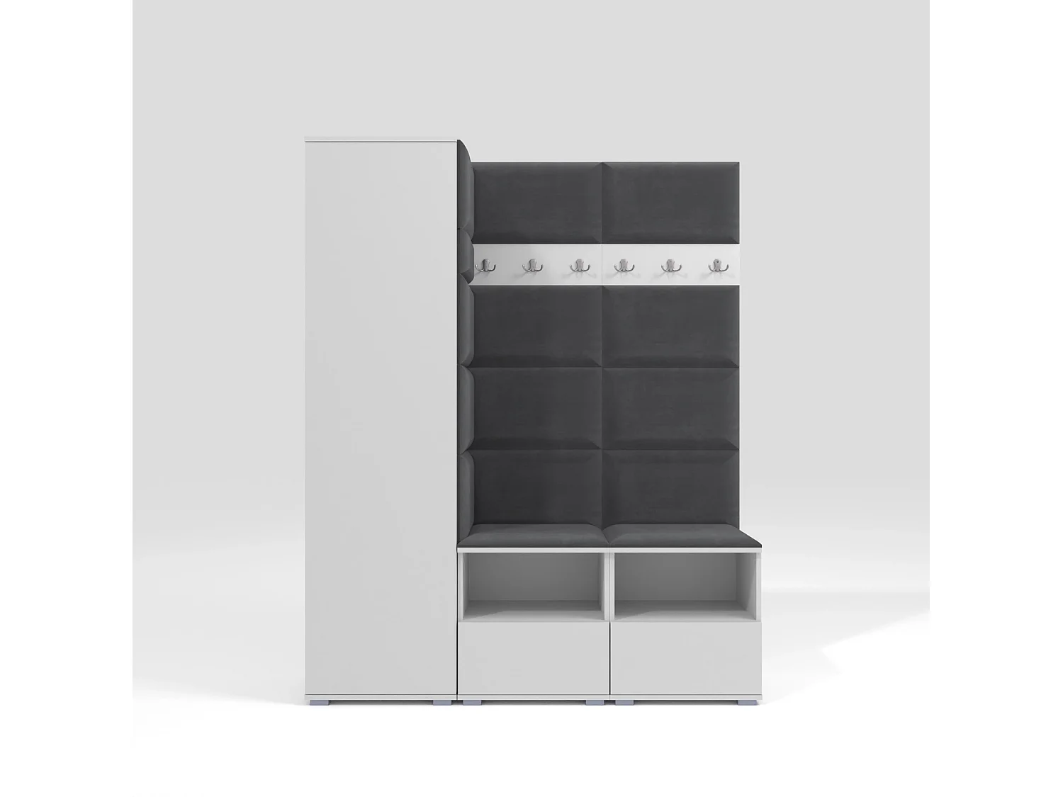 Garderobe Nela II - 150 cm - Matt Weiß - Trinity 15 - Dunkelgrau