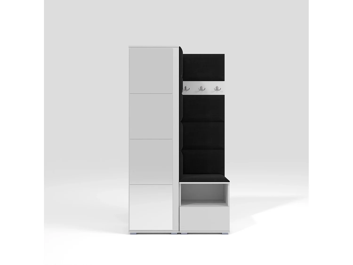 Halcombinatie Nela I met spiegel - 100 cm - Mat Wit - Trinity 16 - Zwart