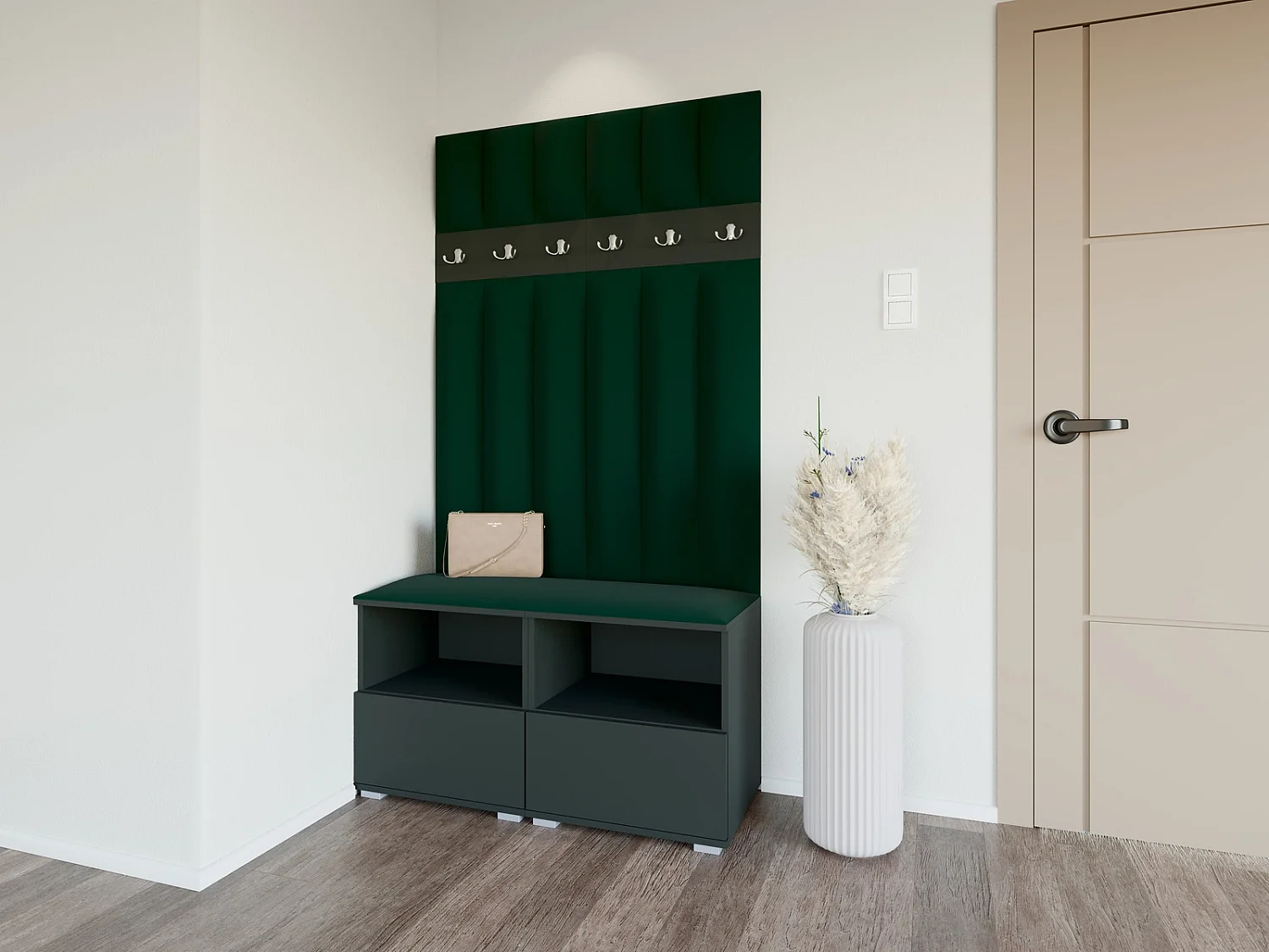 Garderobe Nela III LUX - 100 cm - Graphit - Trinity 28 - Flaschengrün