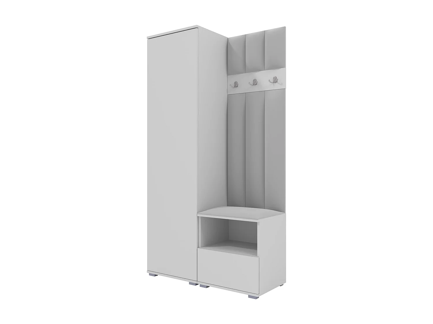 Garderobe Nela I LUX - 100 cm - Matt Weiß - Trinity 32 - Hellgrau