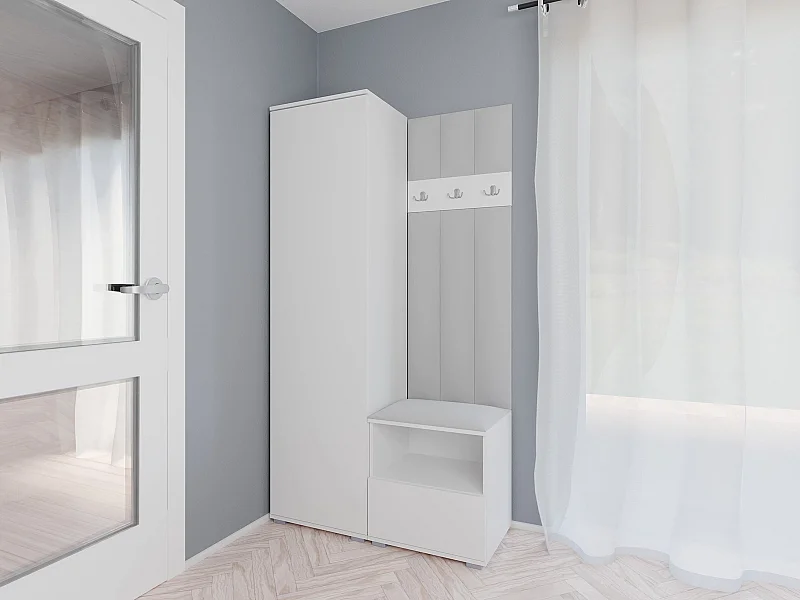 Garderobe Nela I LUX - 100 cm - Matt Weiß - Trinity 32 - Hellgrau