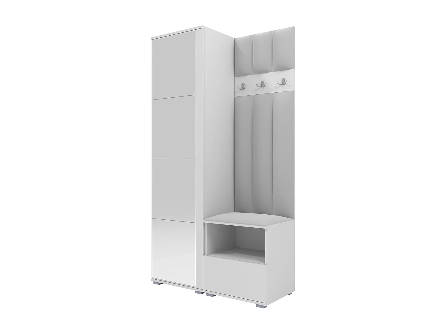 Vestiaire Nela I LUX avec miroir - 100 cm - Blanc Mat - Trinity 32 - Gris Clair