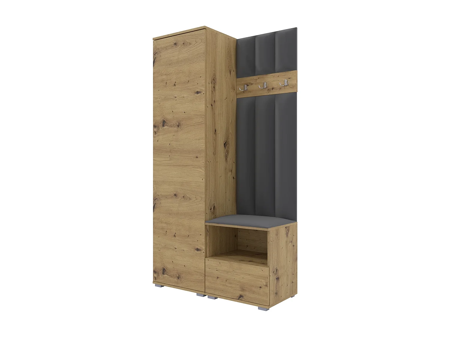 Garderobe Nela I LUX - 100 cm - Eiche Artisan - Trinity 15 - Dunkelgrau