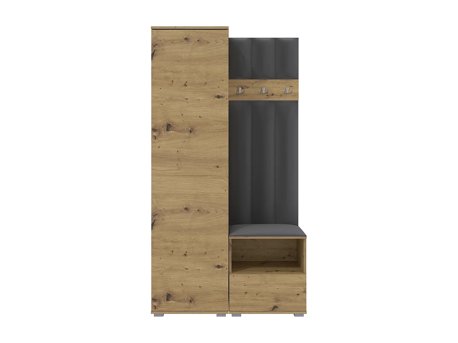 Garderobe Nela I LUX - 100 cm - Eiche Artisan - Trinity 15 - Dunkelgrau