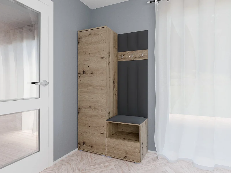 Garderobe Nela I LUX - 100 cm - Eiche Artisan - Trinity 15 - Dunkelgrau