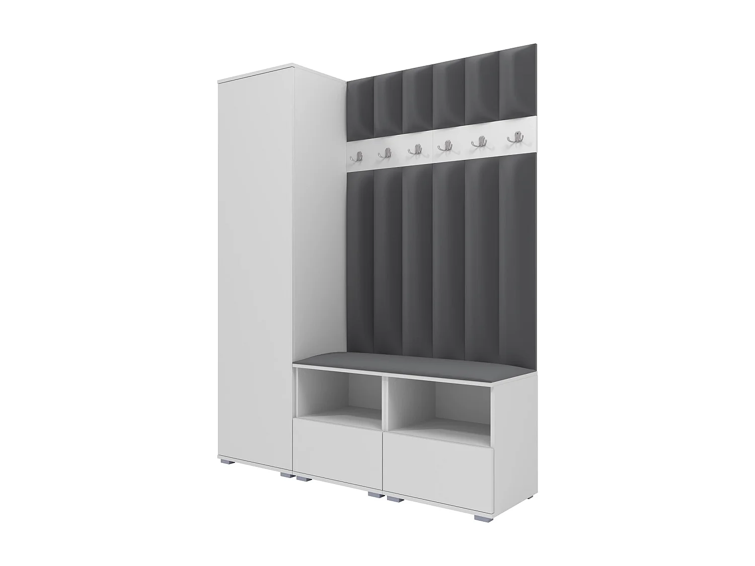 Garderobe Nela II LUX - 150 cm - Matt Weiß - Trinity 15 - Dunkelgrau