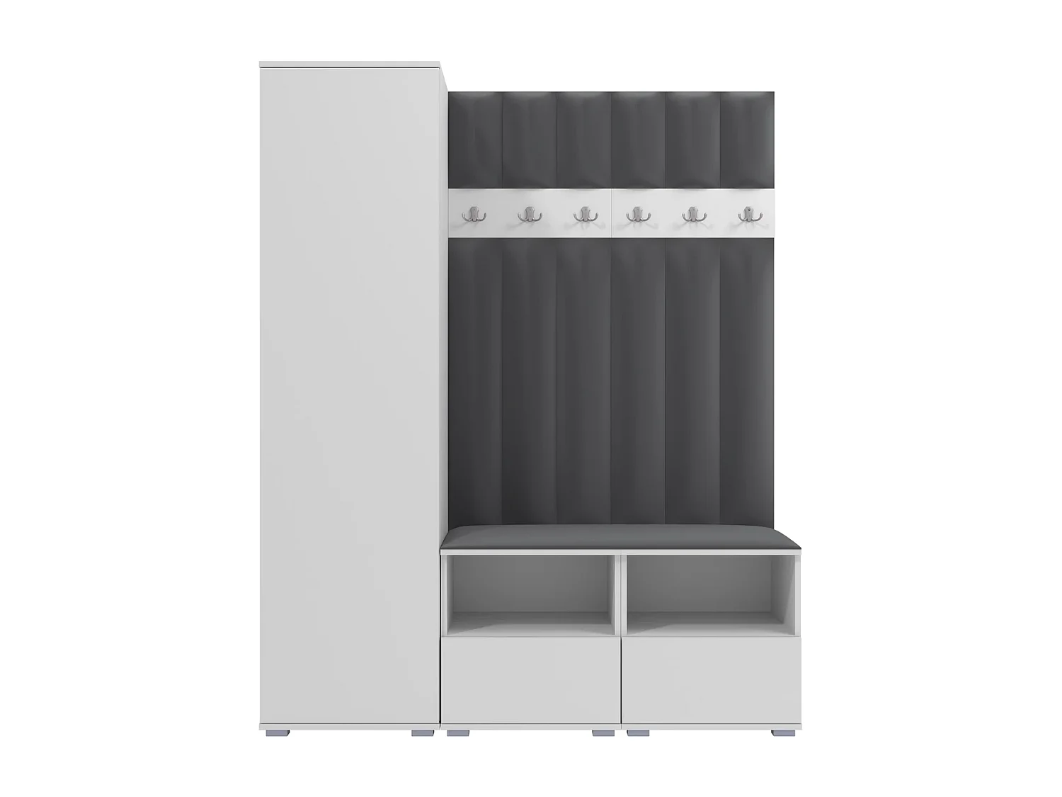 Garderobe Nela II LUX - 150 cm - Matt Weiß - Trinity 15 - Dunkelgrau