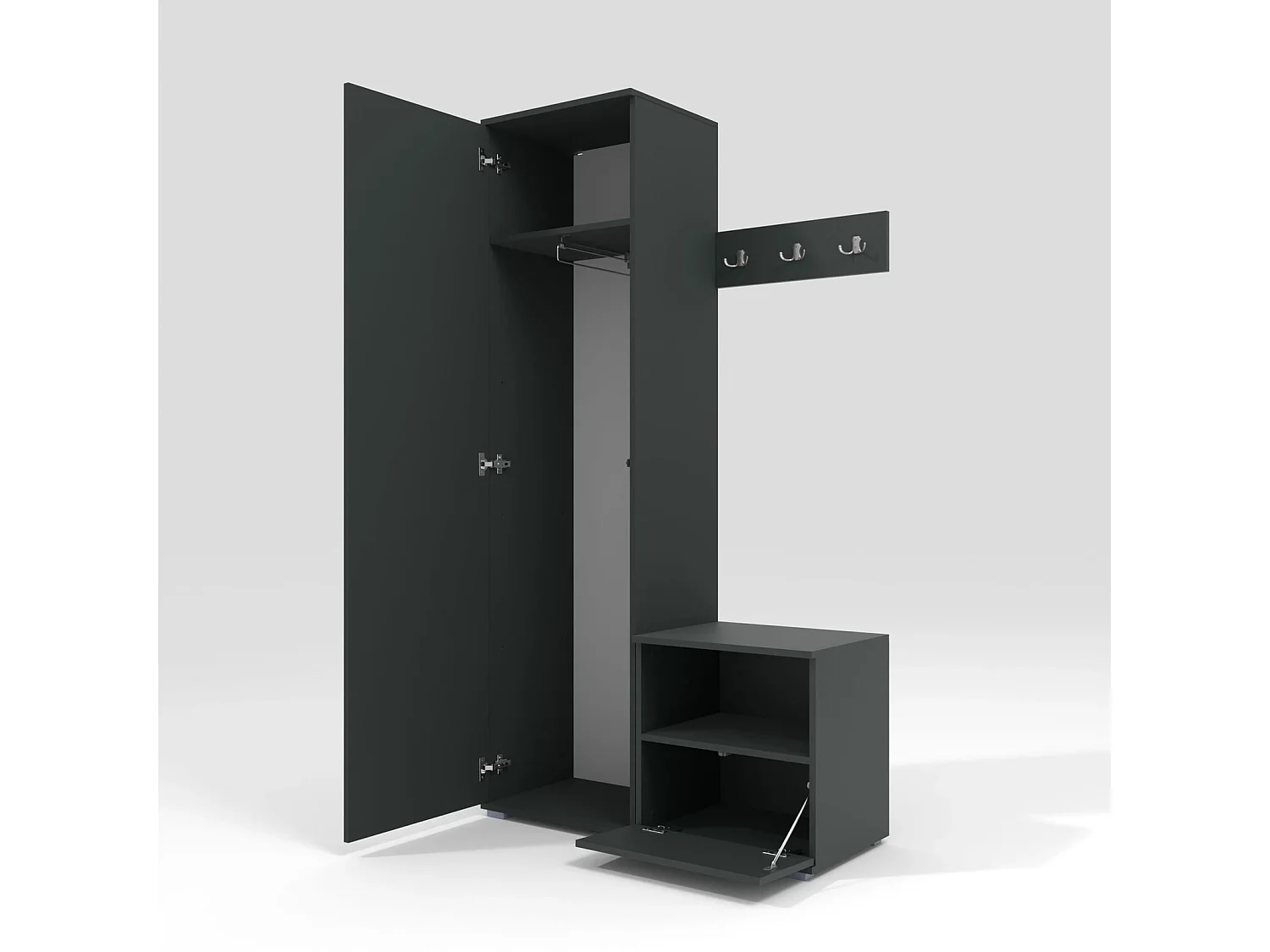 Garderobe Nela I LUX - 100 cm - Graphit - Trinity 28 - Flaschengrün